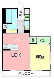 グランドヒルズ西湘 1LDKの間取図画像