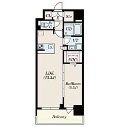 S-RESIDENCE佐賀天神aline 13階1LDKの間取り