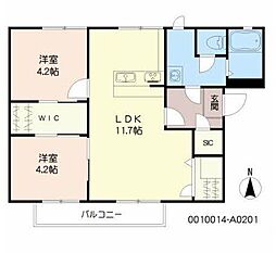 ウイズＦ　Ａ棟 2階2LDKの間取り