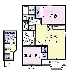 ピース・コアＣ 2階2LDKの間取り