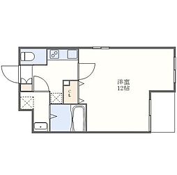 liberteIII（リベルテスリー） 2階1Kの間取り