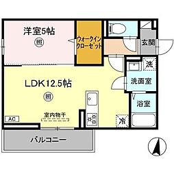 LUSSOV 3階1LDKの間取り