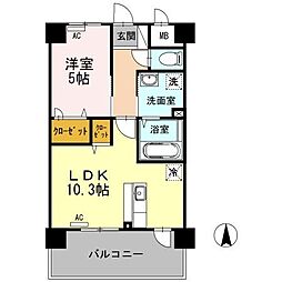 カンフォーラ松原 5階1LDKの間取り