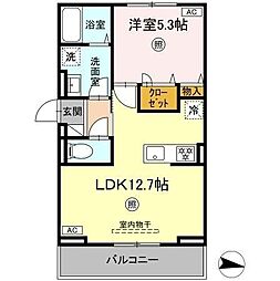 ロイヤルタウン大和 2階1LDKの間取り