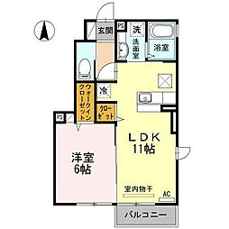 オプティマムハウス　Ｂ棟 1階1LDKの間取り