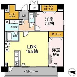 adorable 10階2LDKの間取り