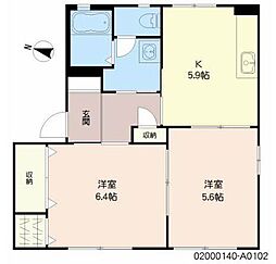 ラ　シエロ　A棟 1階2Kの間取り
