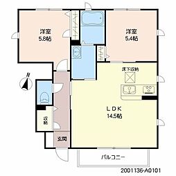 プルミエ2A 2LDKの間取図画像