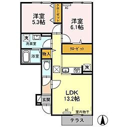 トロワーズ湘南10 2LDKの間取図画像