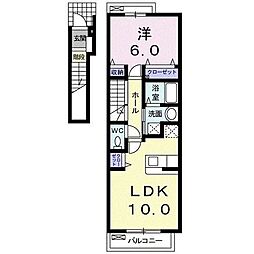 シャンイリーデB 1LDKの間取図画像