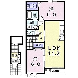 ヌーベル・ソレイユC 2LDKの間取図画像