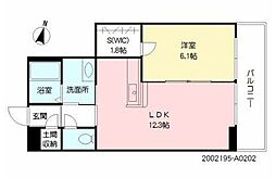 カーザ・杵島 1LDKの間取図画像