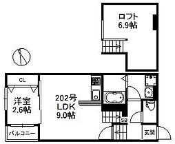 ポラリス県庁東 1LDKの間取図画像