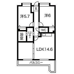 サテラ佐賀駅前 2LDKの間取図画像