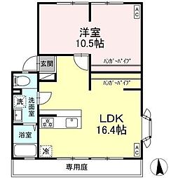 サンガーデンナベシマC 1LDKの間取図画像