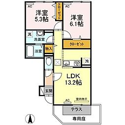 クオーレ 2LDKの間取図画像