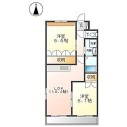 フローラルインフォレスト 2LDKの間取図画像