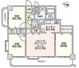 ライオンズマンション谷塚駅前第2 3LDKの間取図画像