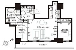 パークタワー滝野川 2LDKの間取図画像