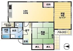 第二さくらコーポ 2LDKの間取図画像
