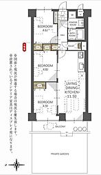 西新井マンション 3LDKの間取図画像