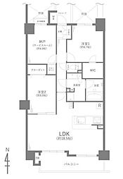 ジェイパーク北千住モナクレイス 2SLDKの間取図画像