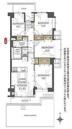 グリーンパーク上中里 4LDKの間取図画像