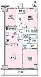 モナーク谷塚 3LDKの間取図画像