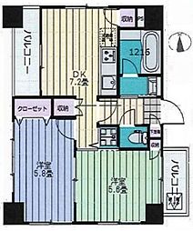 レガリアシティ浅草リバーサイド 2DKの間取図画像