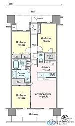 レーベンリヴァーレスカイ・ザ・テラス 3LDKの間取図画像