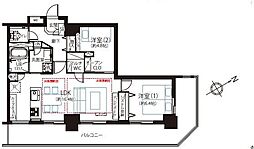 ライオンズタワー池袋 2LDKの間取図画像
