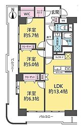 ライオンズプラザ北綾瀬 3LDKの間取図画像