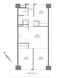中銀松戸マンシオン 3LDKの間取図画像