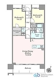 レーベン高岡MIDRISETOWER 2LDKの間取図画像