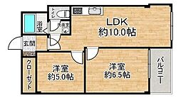 南千里第2コーポラスC棟 2LDKの間取図画像