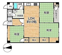 千里南町第一次住宅A-3棟 3LDKの間取図画像