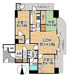 アリスト豊中少路 3LDKの間取図画像