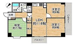 プラザ千里山 3LDKの間取図画像