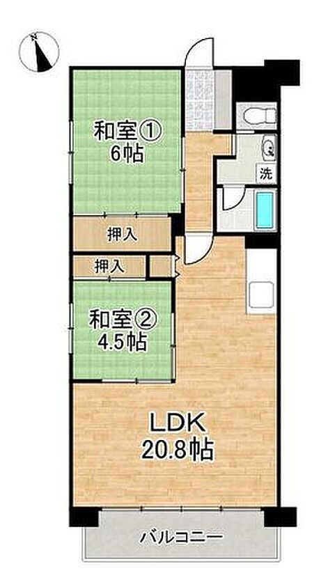 ■2LDK■専有面積65.63m2■バルコニー面積8.19m2
