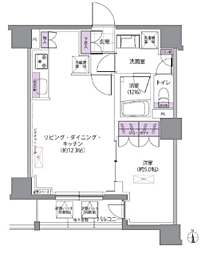 IVYWEST 1LDKの間取図画像