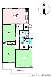 茨木上穂積団地2棟 3LDKの間取図画像