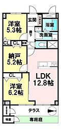 ダイヤシャトー千里 2SLDKの間取図画像