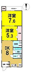 ラ・フィーネ 2DKの間取図画像