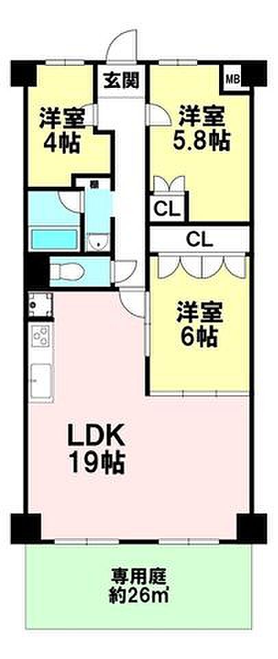 小さいお子様が居るご家庭には嬉しい、専用庭付きマンションです♪