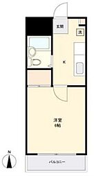 ビッグバーンズマンション横井B 1Kの間取図画像