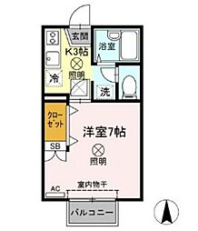 サンシャインパレスA 1Kの間取図画像