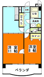 アークハイツ鹿田 2DKの間取図画像