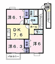 ベルフラワー3 3DKの間取図画像