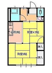 白馬荘 2Kの間取図画像