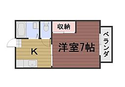 パシフィック青江 1Kの間取図画像